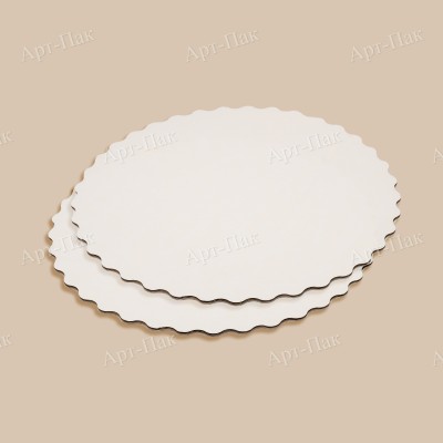 Подложка для торта, гофрокартон, диаметр 280мм, толщина 4,5мм, белая/белая, ромашка