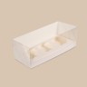 Коробка для капкейка, 250x100x100мм, на 3 капкейк, целлюлозный картон, белый с односторонним мелованным покрытием, с прозрачной крышкой