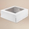Коробка для торта, 400x300x120мм, микрогофрокартон, белая, с окном