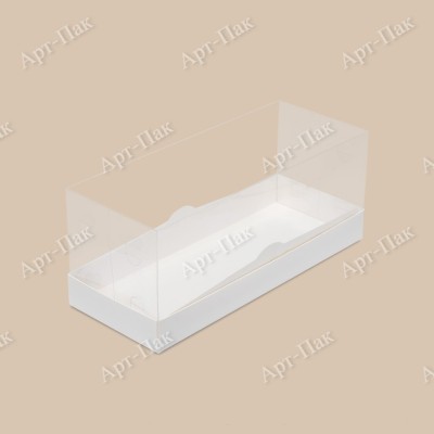 Коробка для рулета, 300x120x100мм, целлюлозный картон, белый с односторонним мелованным покрытием, прозрачная крышка