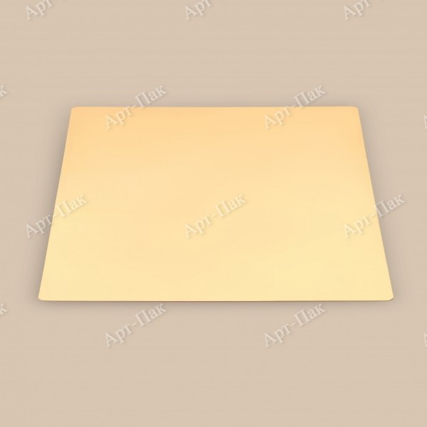 Подложка для торта, размер 200x200мм, толщина 0.8мм, золотая, квадратная