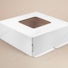 Коробка для торта, 420x420x150мм, гофрокартон, белая, с окном
