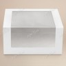 Коробка для торта, 225x225x110мм, мелованный картон, белая, с окном