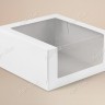 Коробка для торта, 225x225x110мм, мелованный картон, белая, с окном