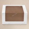 Коробка для торта, 225x225x110мм, картон, белая/крафт, с окном