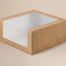 Коробка для торта, 225x225x110мм, картон, крафт/белая, с окном