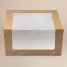 Коробка для торта, 180x180x100мм, картон, крафт/белая, с окном