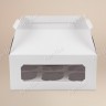 Коробка для капкейков, 250x170x110мм, на 6 капкейков, с окном, с ручками, целлюлозный картон, белый с односторонним мелованным покрытием
