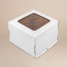 Коробка для торта, 240x240x220мм, гофрокартон, белая, с окном