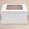 Коробка для торта, 240x240x220мм, гофрокартон, белая, с окном