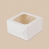 Коробка для бенто торта, 160x160x80мм, мелованный картон, белая, с окном