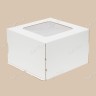 Коробка для торта, 300x300x190мм, гофрокартон, белая, с окном