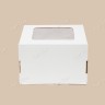 Коробка для торта, 300x300x190мм, гофрокартон, белая, с окном
