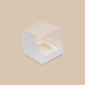 Коробка для капкейка, 100x100x100мм, на 1 капкейк, целлюлозный картон, белый с односторонним мелованным покрытием, с прозрачной крышкой