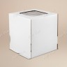 Коробка для торта, 350x350x250мм, гофрокартон, белая, с окном