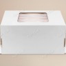 Коробка для торта, 400x300x200мм, гофрокартон, белая, с окном