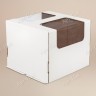Коробка для торта, 300x300x250мм, гофрокартон, белая, с окном