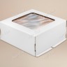 Коробка для торта, 300x300x130мм, гофрокартон, белая, с окном