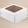 Коробка для торта, 220x220x70мм, гофрокартон, белая, с окном