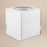 Коробка для торта, 260x260x280мм, гофрокартон, белая, с окном