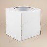 Коробка для торта, 220x220x250мм, гофрокартон, белая, с окном