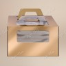 Коробка для торта, 260x260x200мм, микрогофрокартон, золотая, с окном, с ручками