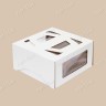 Коробка для торта, 260x260x130мм, микрогофрокартон, белая, с окном, с ручками