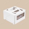 Коробка для торта, 250x250x150мм, микрогофрокартон, белая, с окном, с ручками