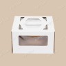 Коробка для торта, 250x250x150мм, микрогофрокартон, белая, с окном, с ручками