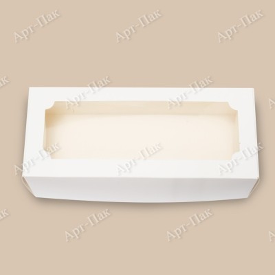 Коробка для рулета, 270x120x120мм, с окном, целлюлозный картон, белый с односторонним мелованным покрытием