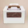 Коробка для торта, 300x300x190мм, микрогофрокартон, белая, с окном, с ручками